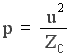p = u^2 / Z_c